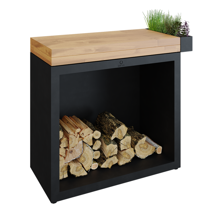 OFYR BUTCHER BLOCK STORAGE 90 BLACK TEAK WOOD