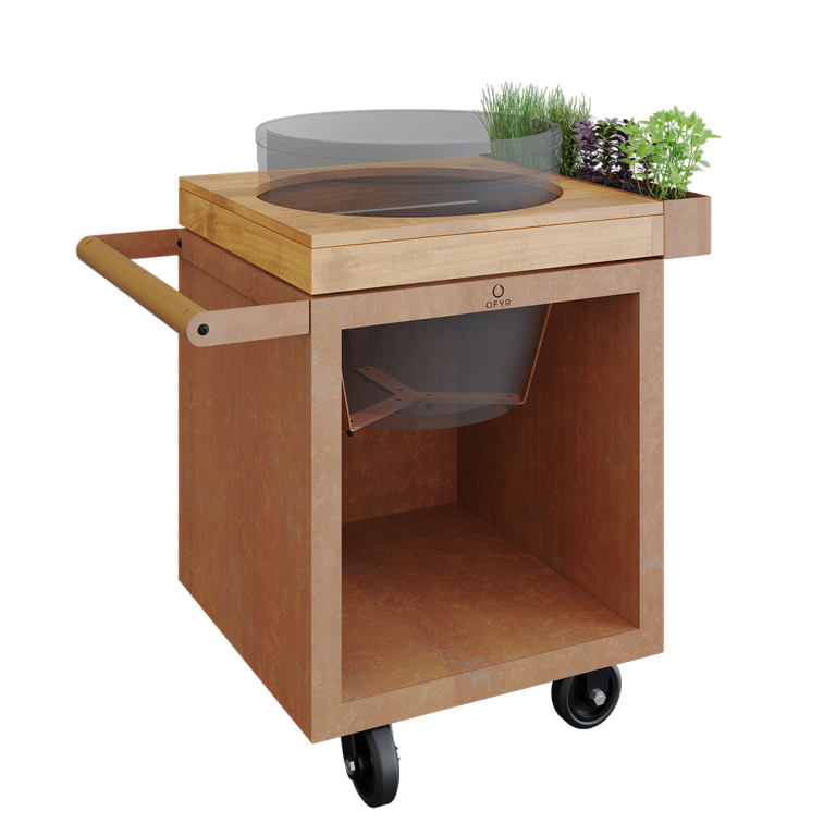 OFYR KAMADO TABLE CORTEN 65 PRO TEAK WOOD BGE